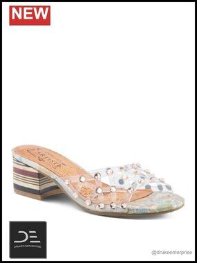 Women's Crystal Slide Sandals with Cushioned Insole & Block Heel
